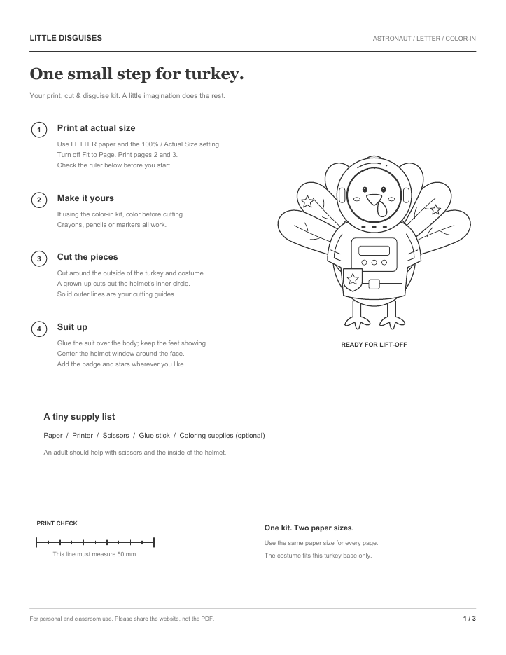 Actual Astronaut PDF page 1: making instructions