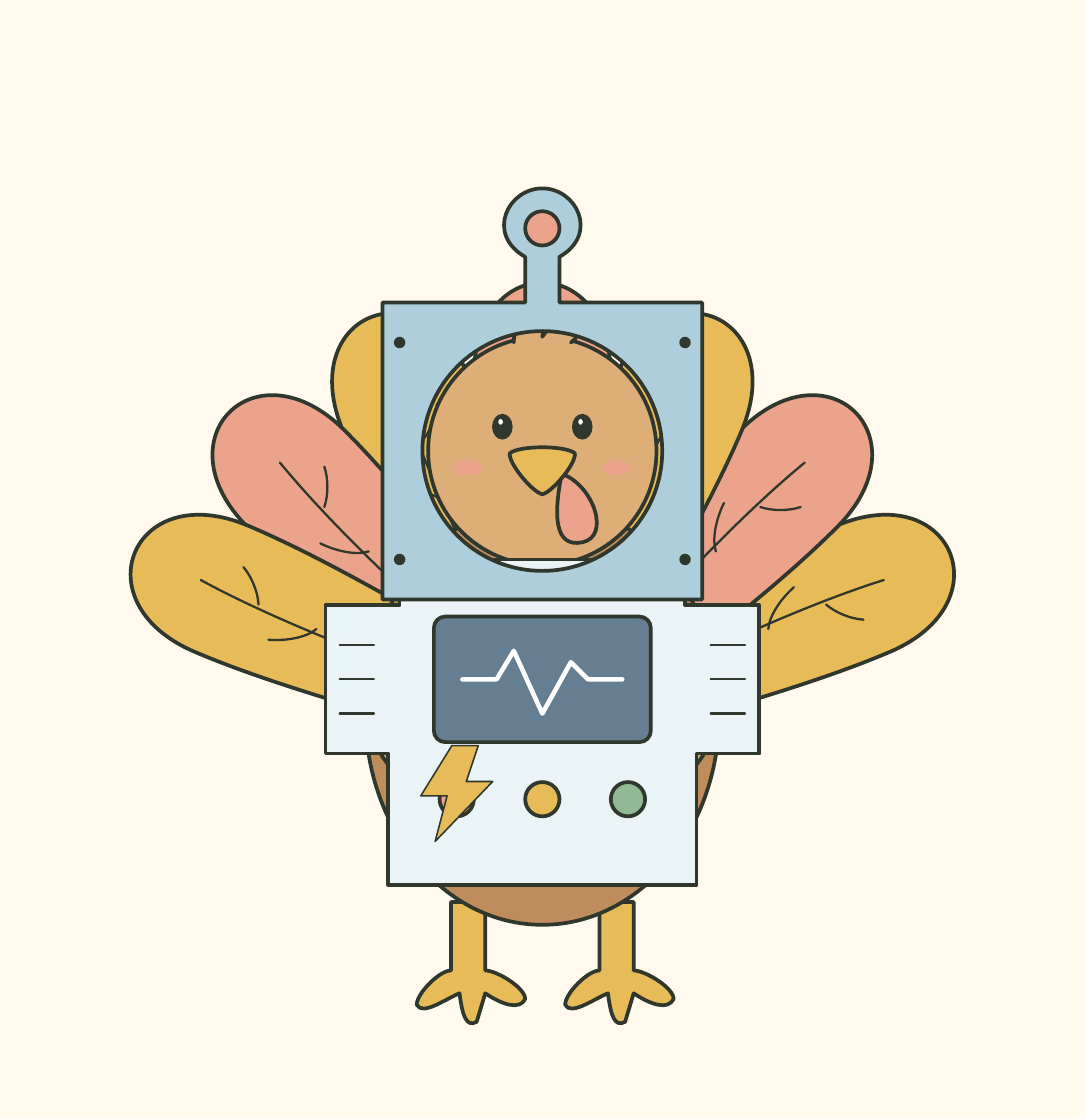 Actual assembled robot turkey disguise artwork